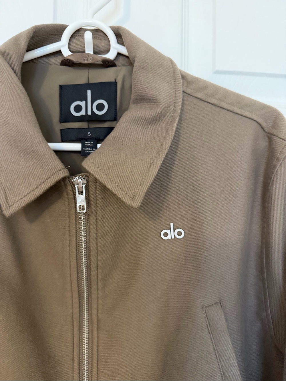 ALO Yoga Cropped Zip Bomber Jacket in Olive - Picture 6 of 7